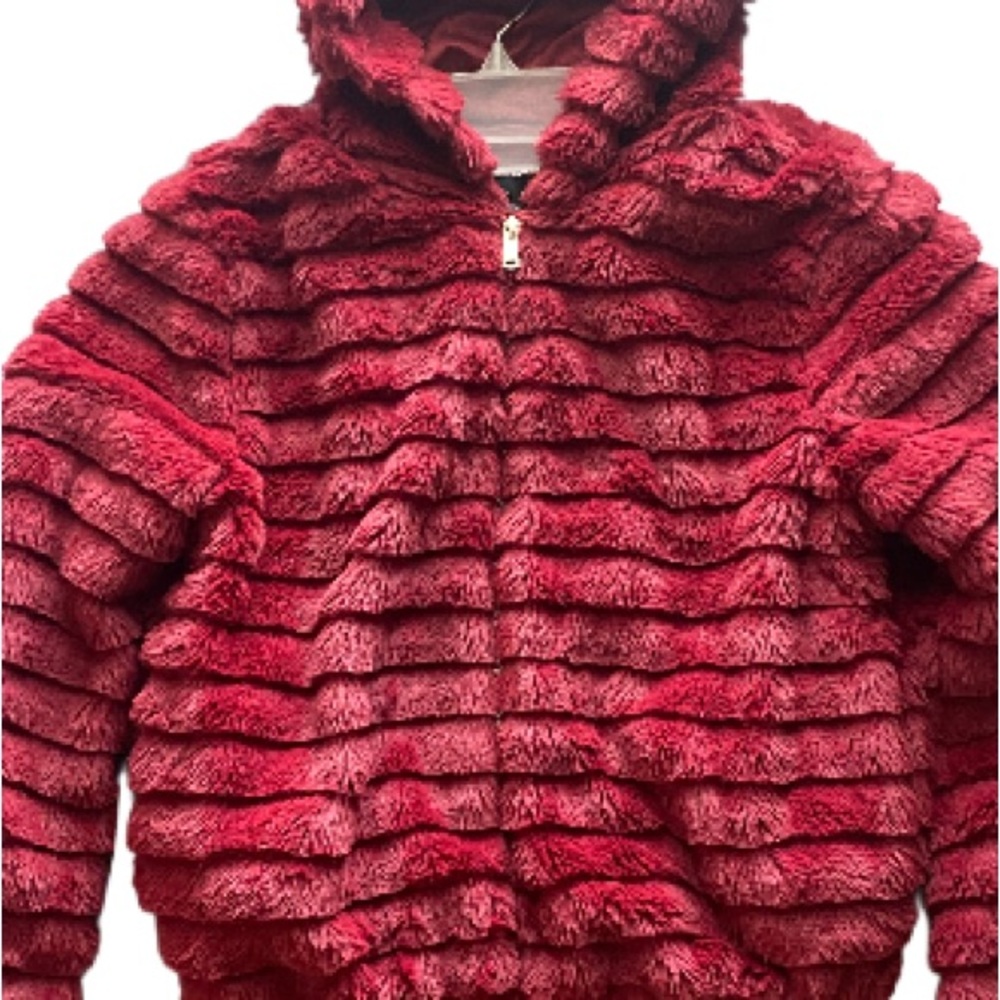 Red Faux Fur Hooded Jacket